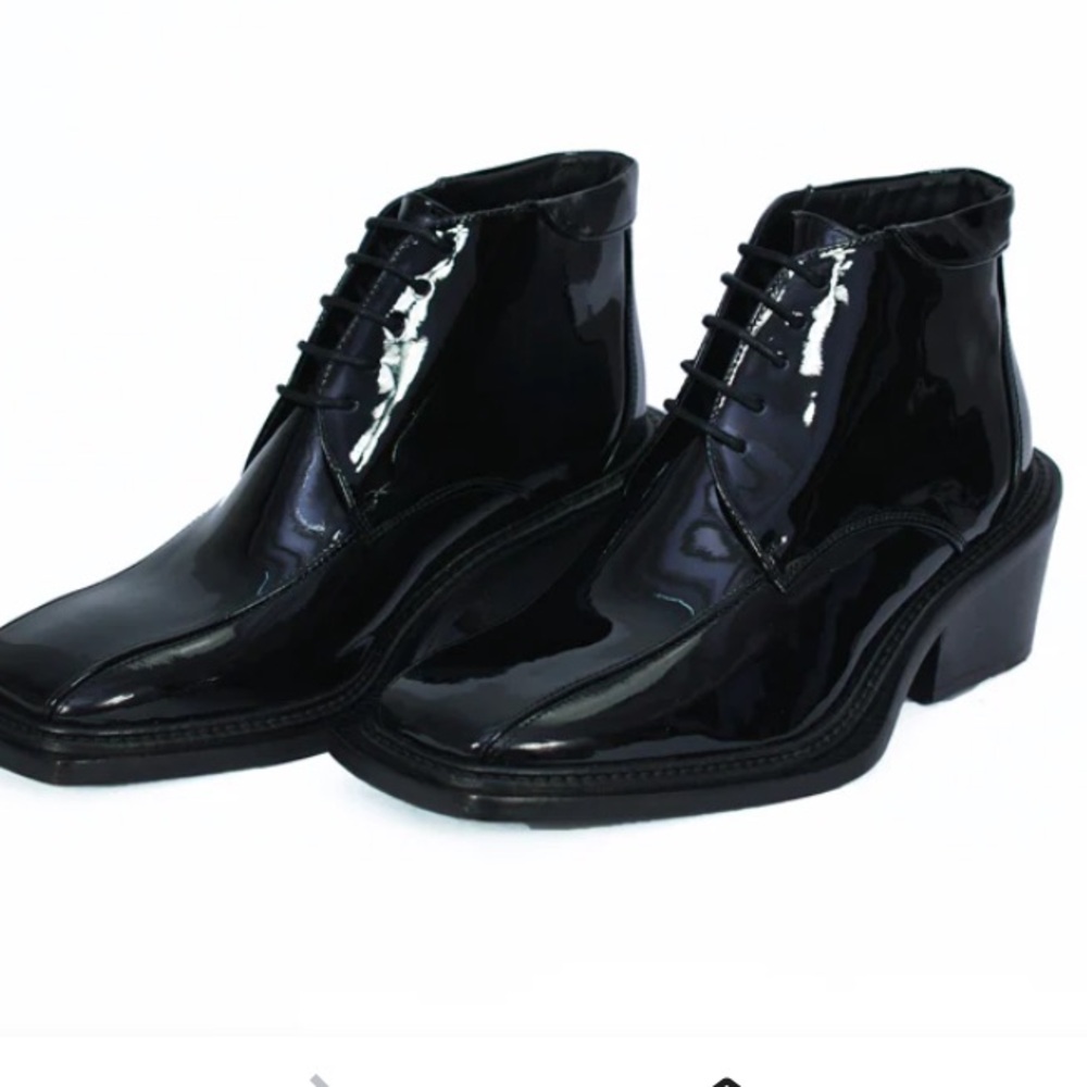Martine Rose Glossy Black Ankle Boots patent leather size 38